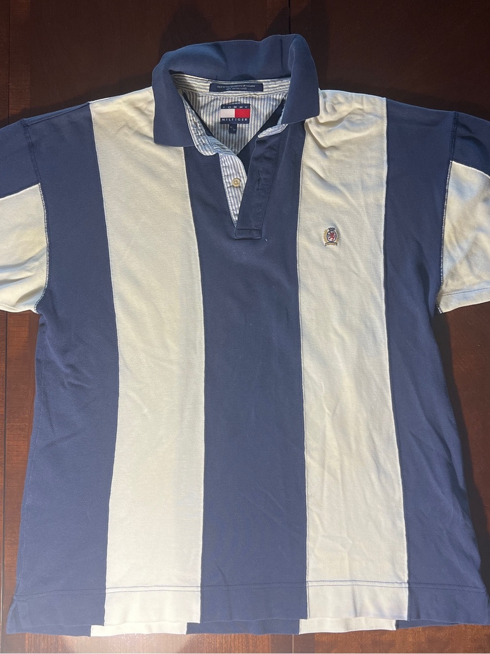Tommy Hilfiger Y2K Men's Rugby Striped Colorblock Prep Cotton Collared SS Polo M